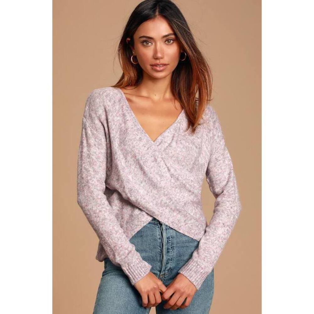 Lulus Zaylee Lavender Multi Cross Front Sweater Purple - Size XS